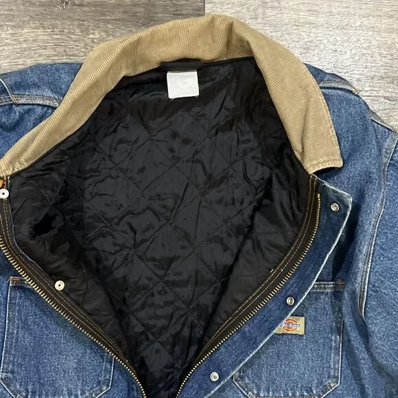 Vintage 90s Dickies Denim Work Jacket Quilted Lined Barn Coat Men’s XXL - Picture 3 of 9
